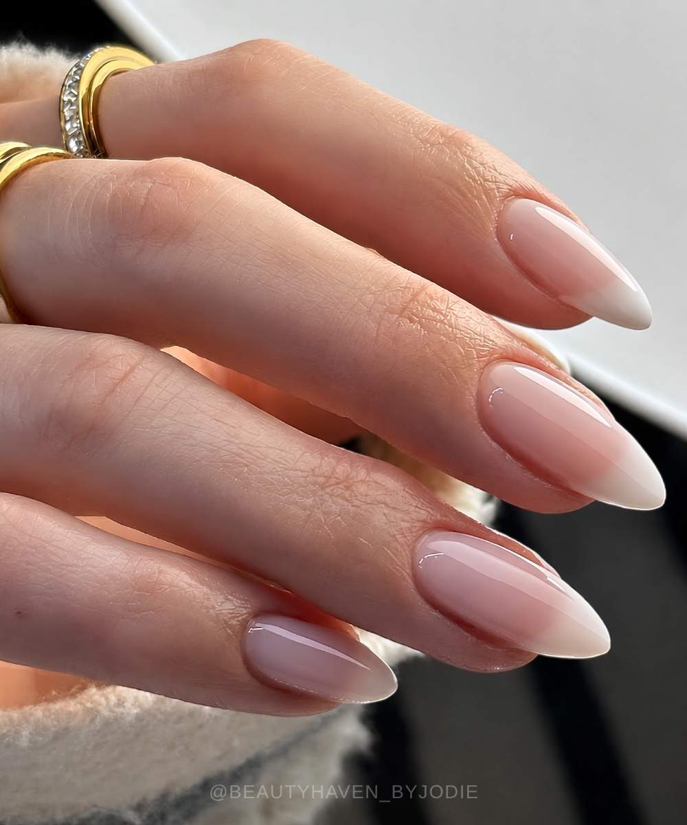 Almond hidden French manicure