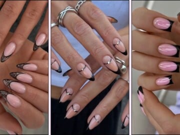 Black French tip manicures