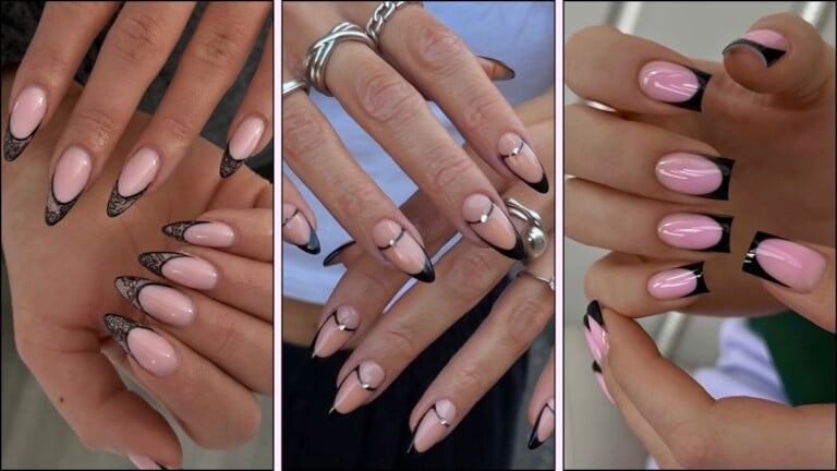 Black French tip manicures