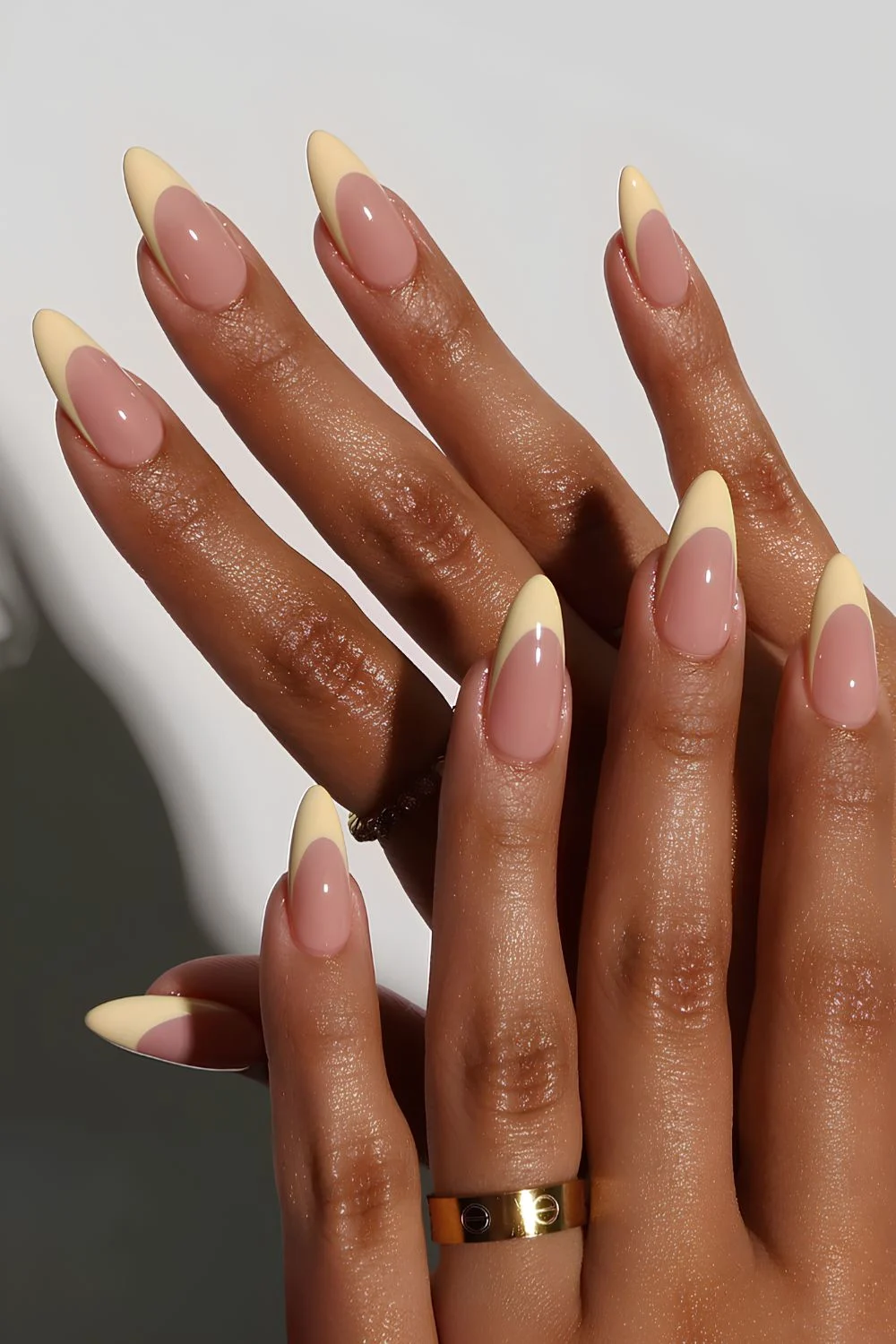 Butter yellow deep French manicure