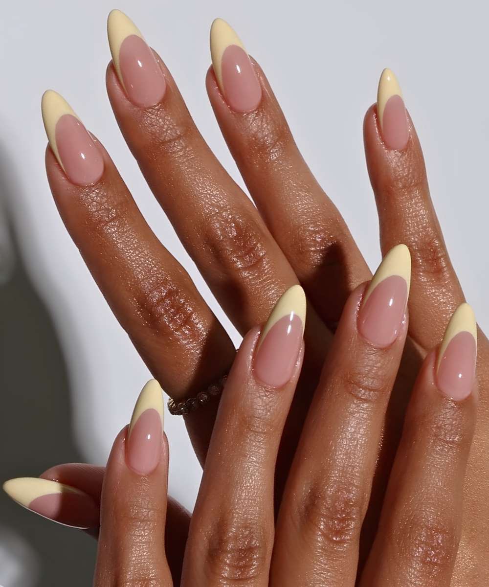 Butter yellow deep French tip mani
