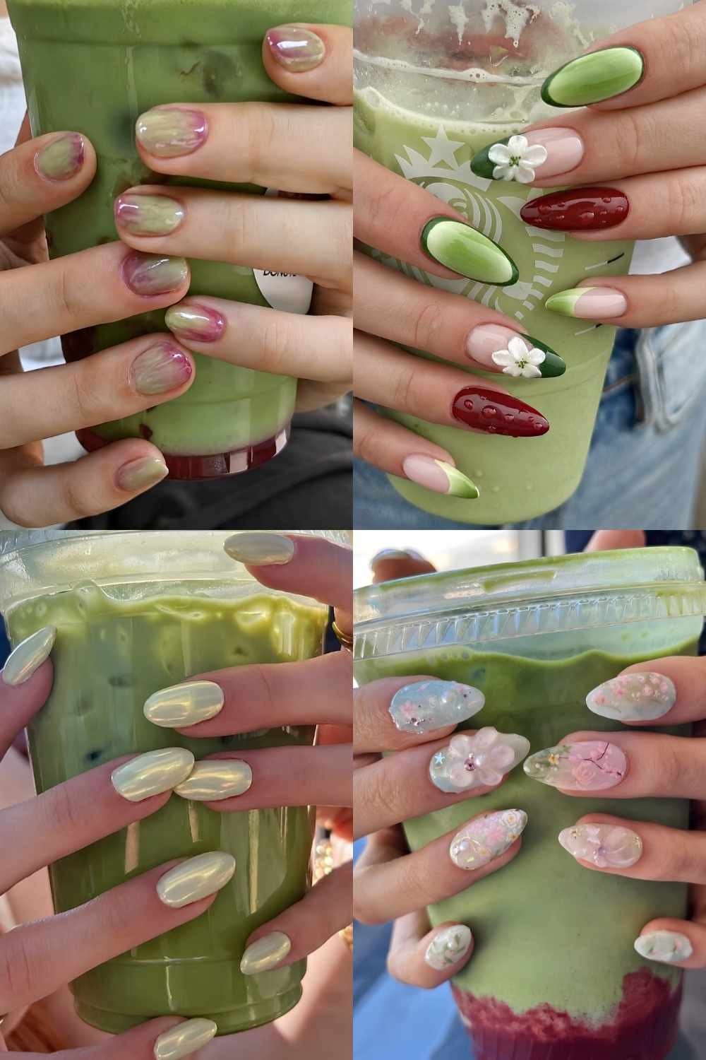 Matcha latte manicures