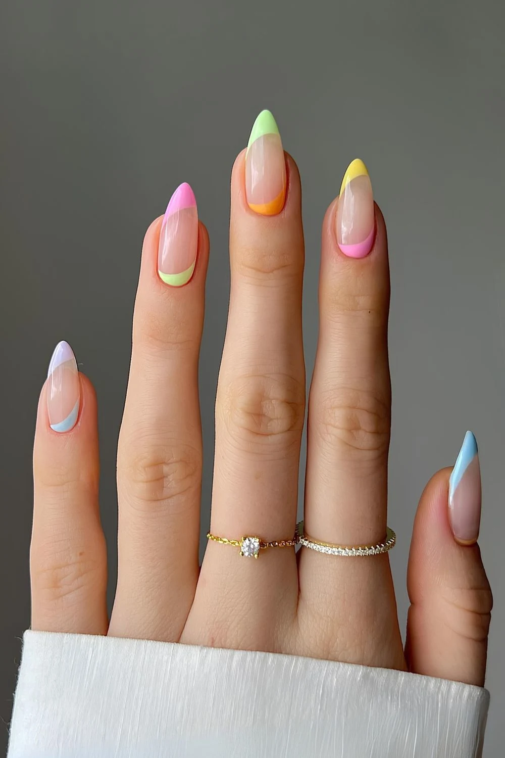 Colorful upside-down French nails