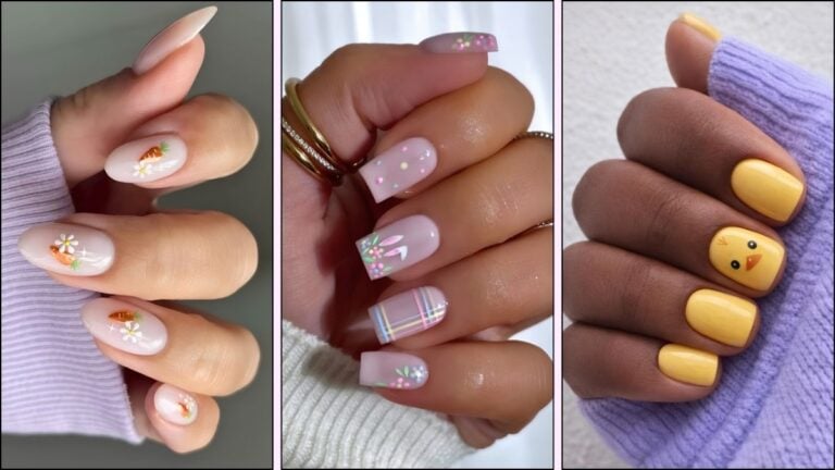 A collage of cute Easter nail designs