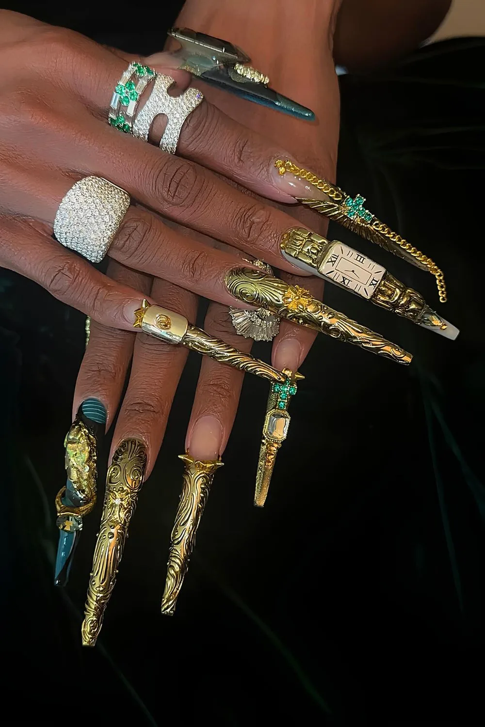 Cynthia Erivos gem adorned nails for the Oscars