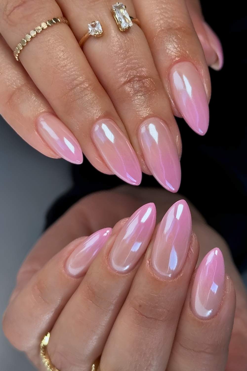 Glazed pink ombre manicure