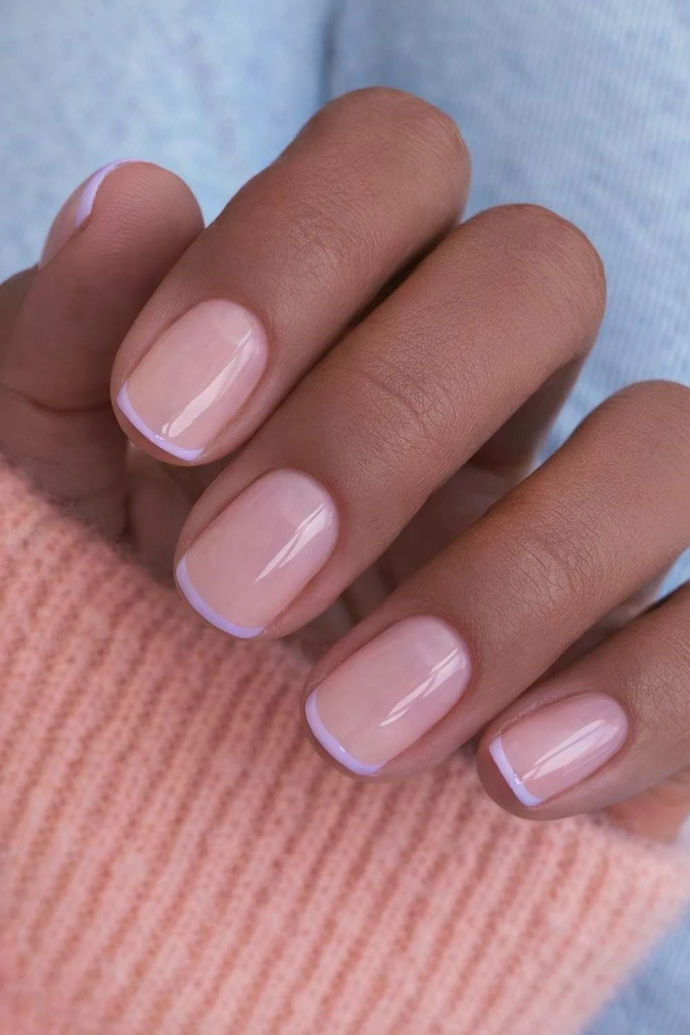 Lavender micro French nails