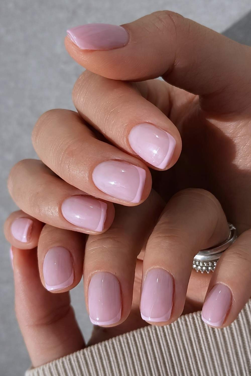 Light pink mini French nails