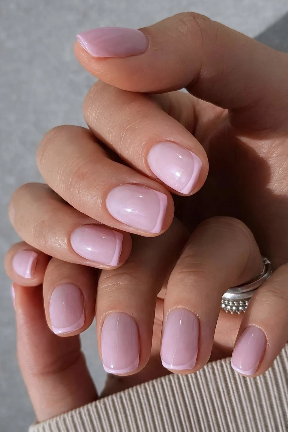 Light pink mini French nails