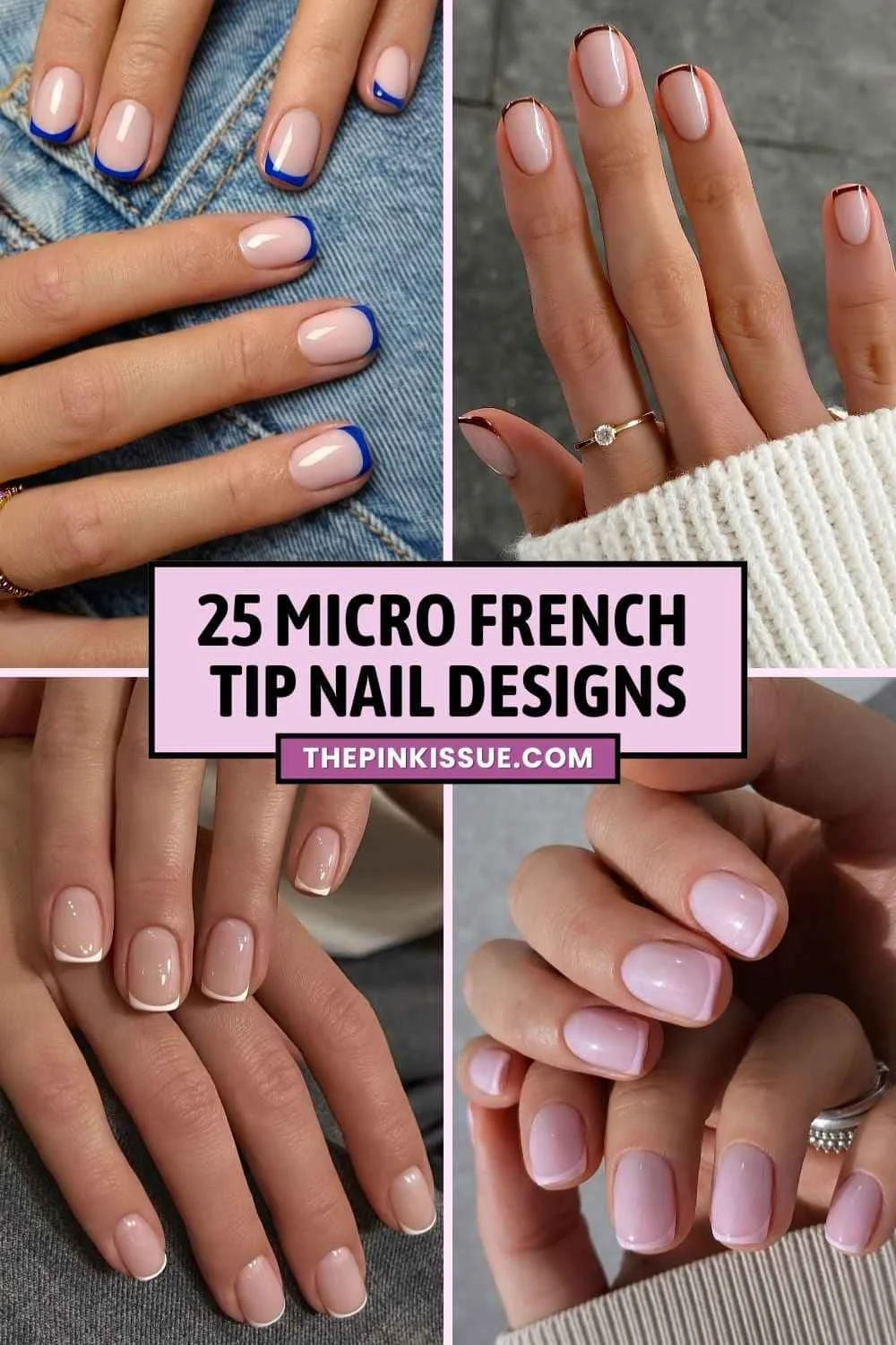 Micro French tip nail ideas Pinterest