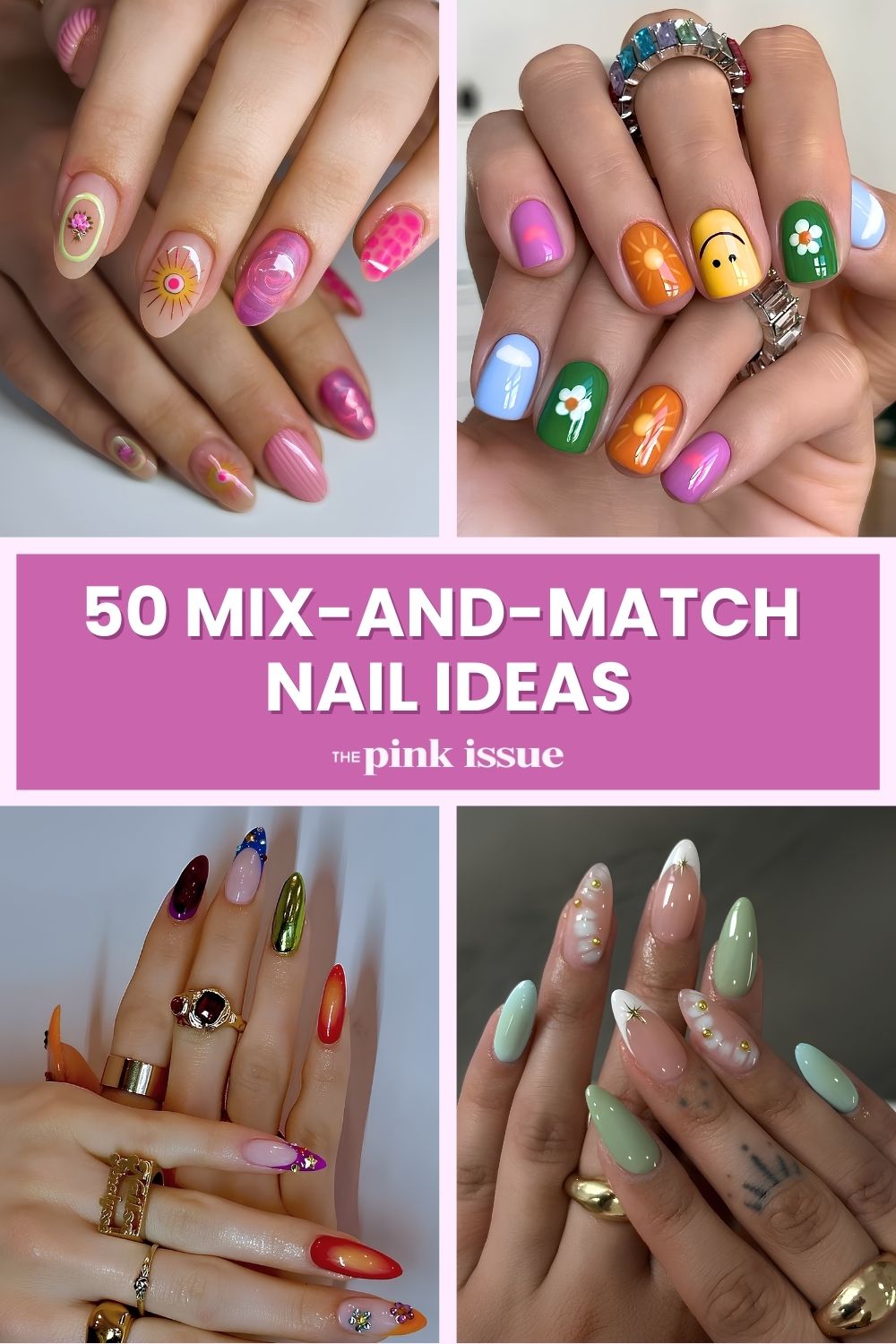 Mix and match nail designs Pinterest