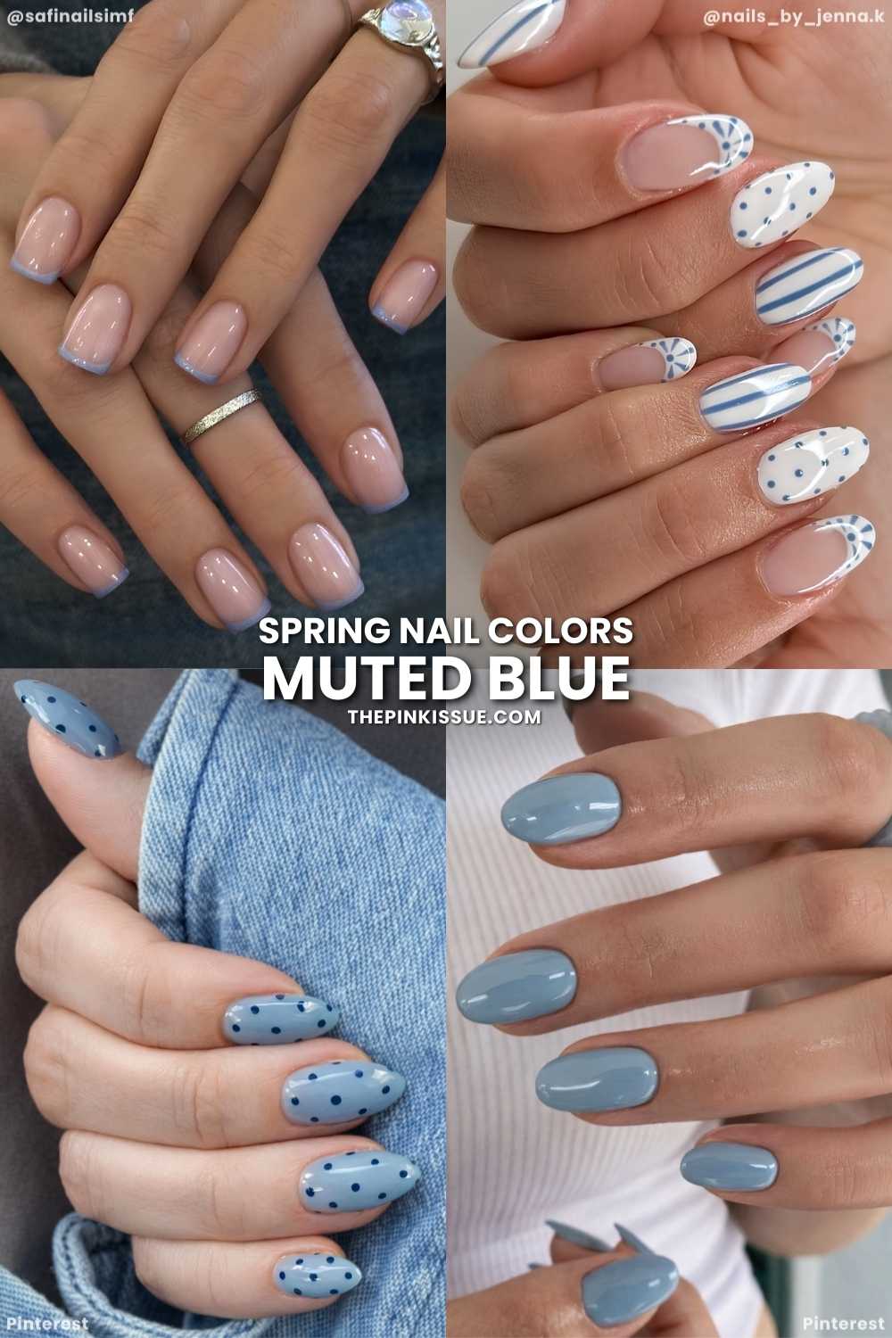 Muted blue spring nail designs