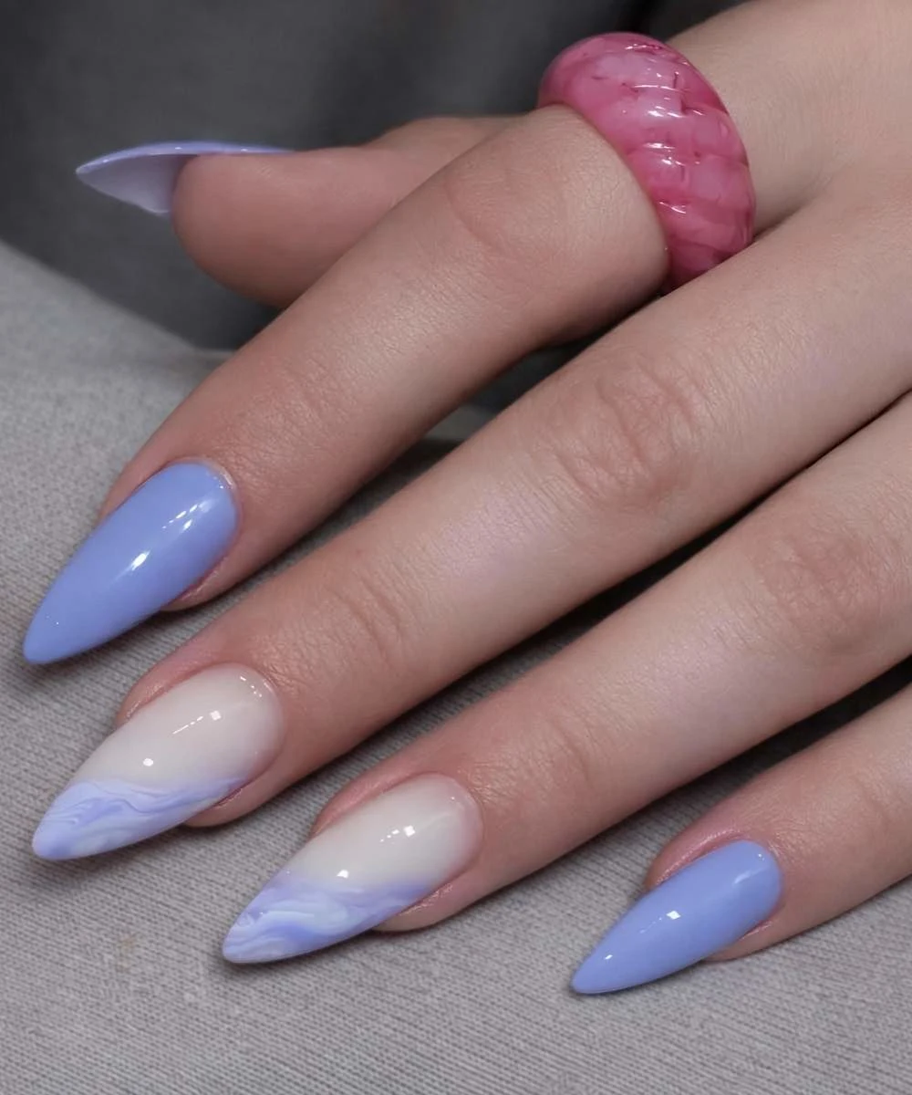 Periwinkle marble manicure