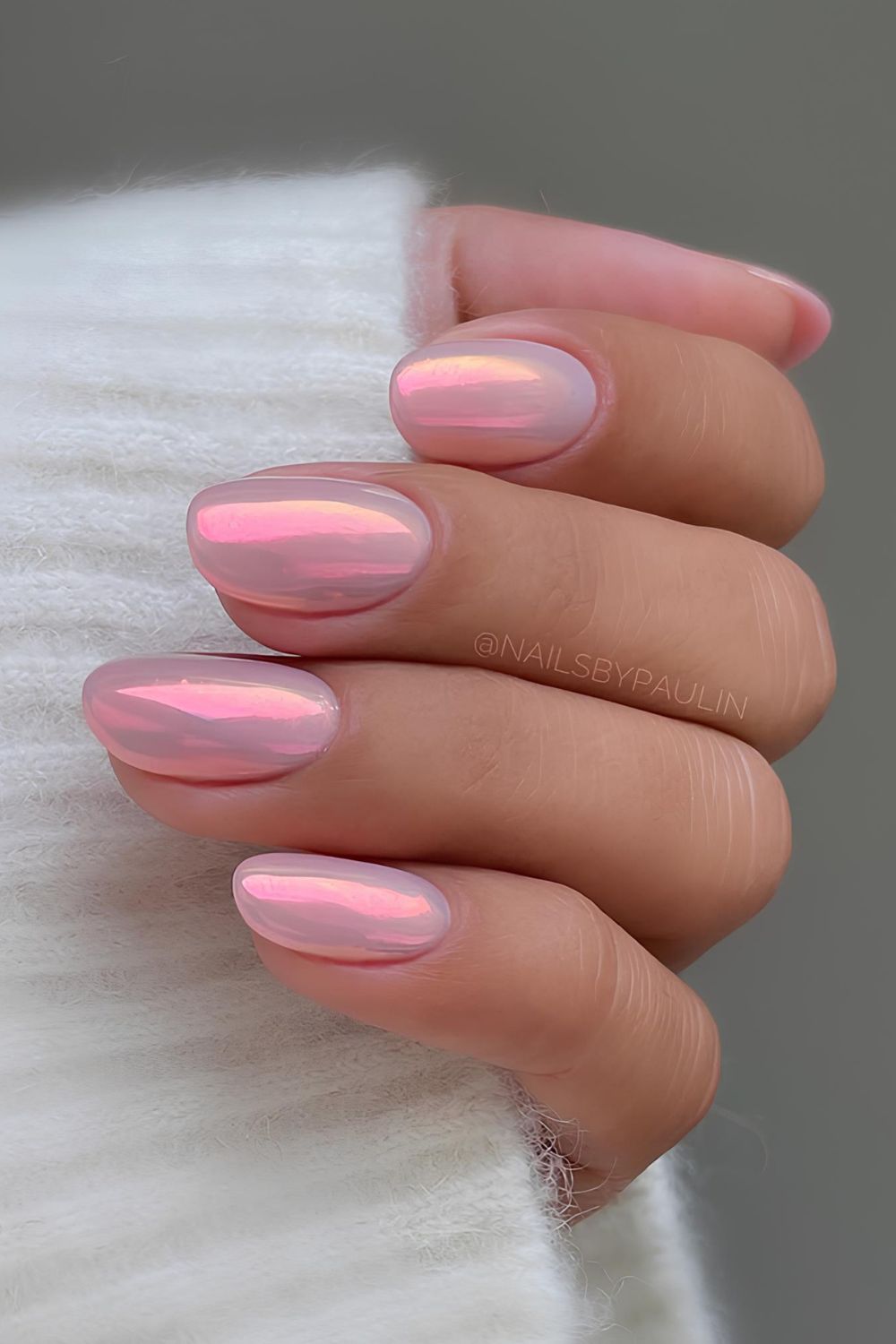 Pink aurora nails