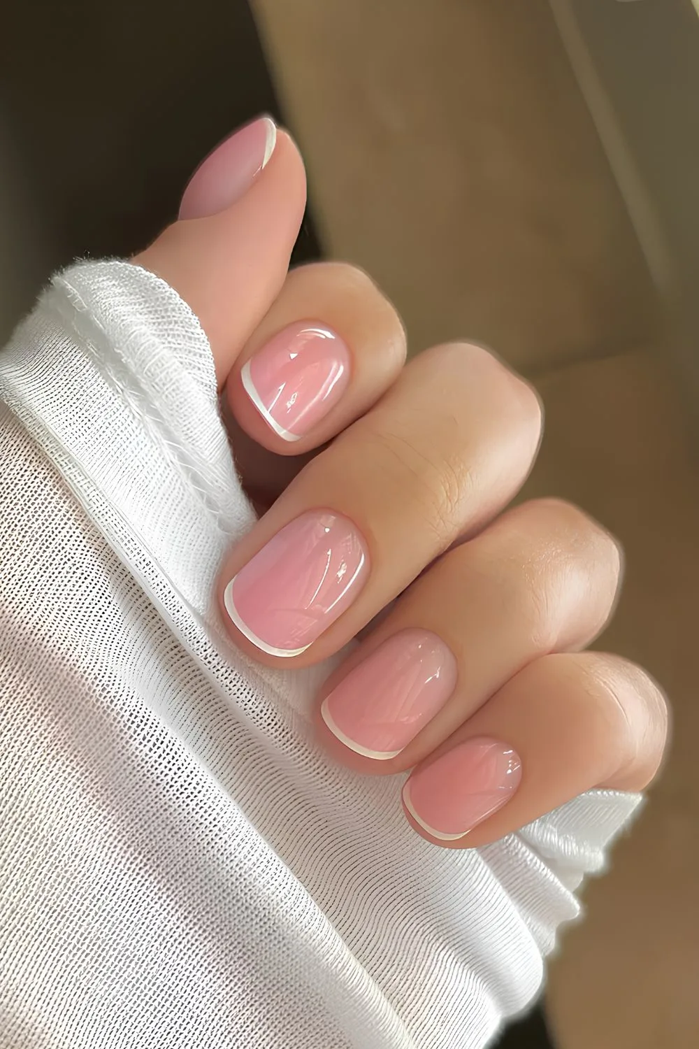 Pink-based micro French mani