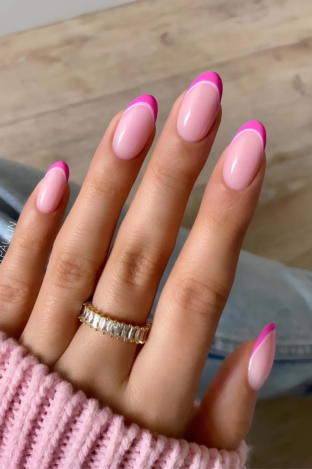 Pink double French nails