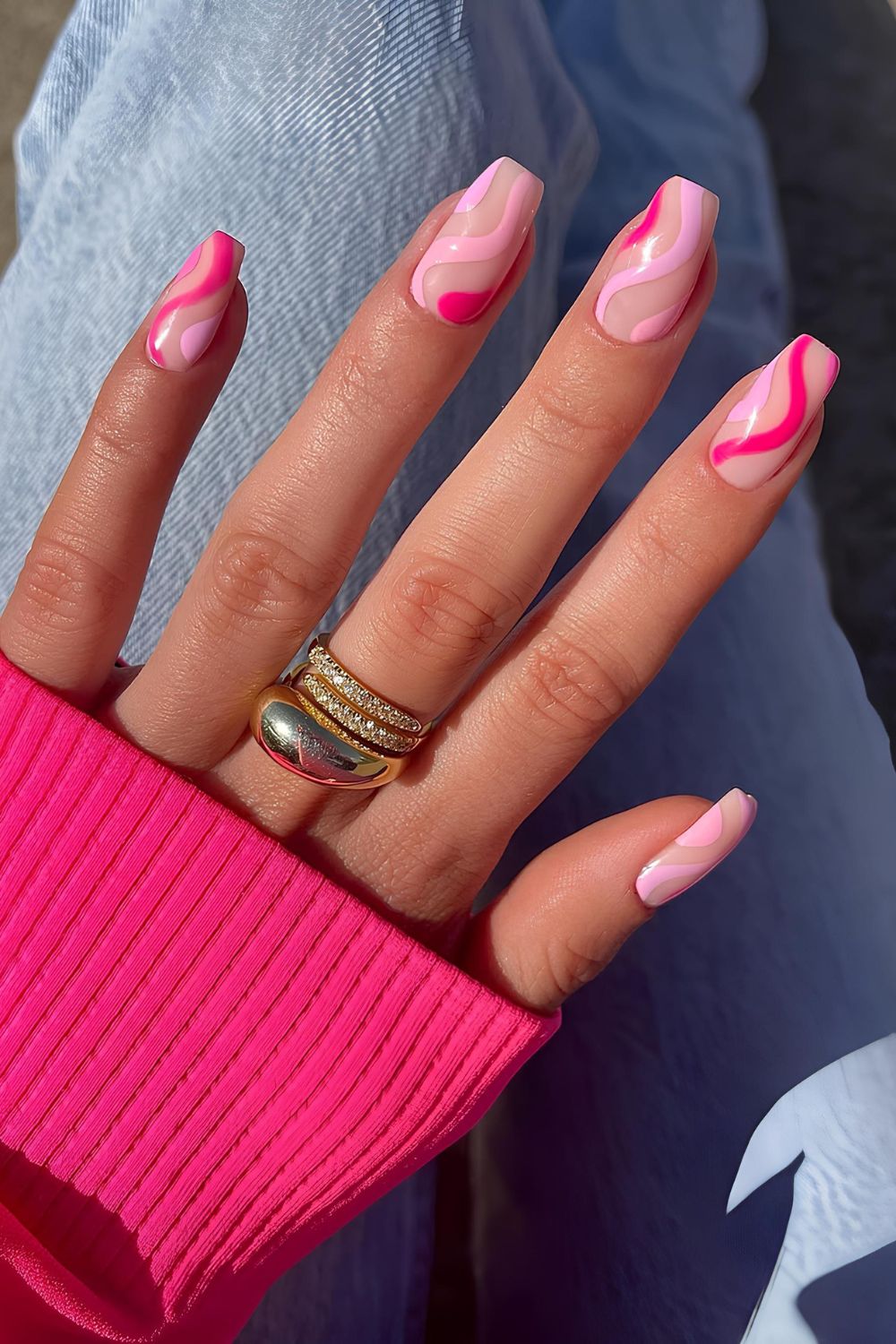 Pink swirly nails