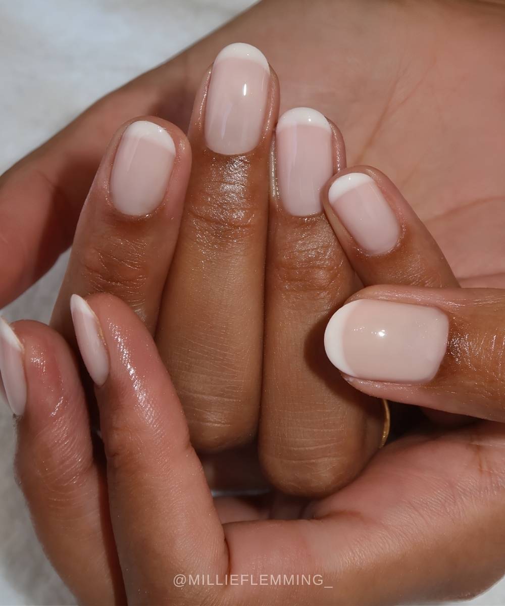 Rounded neutral milky French mani