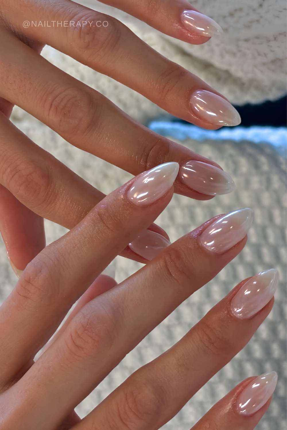 Sheer white chromed nails