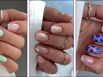 A collage of short spring nails