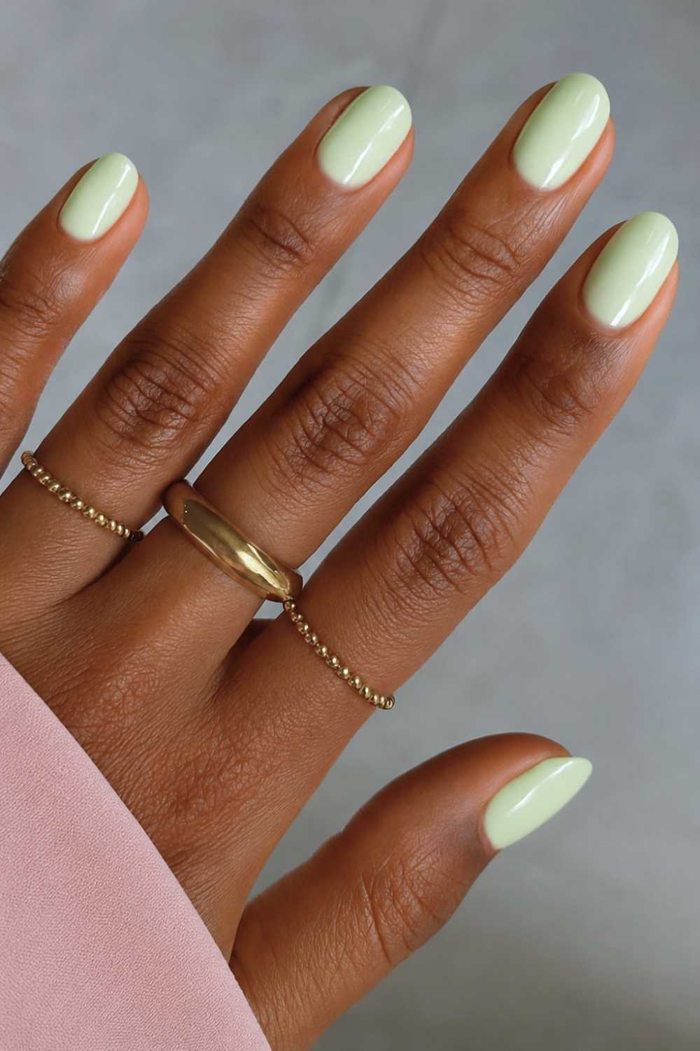 Solid matcha green manicure