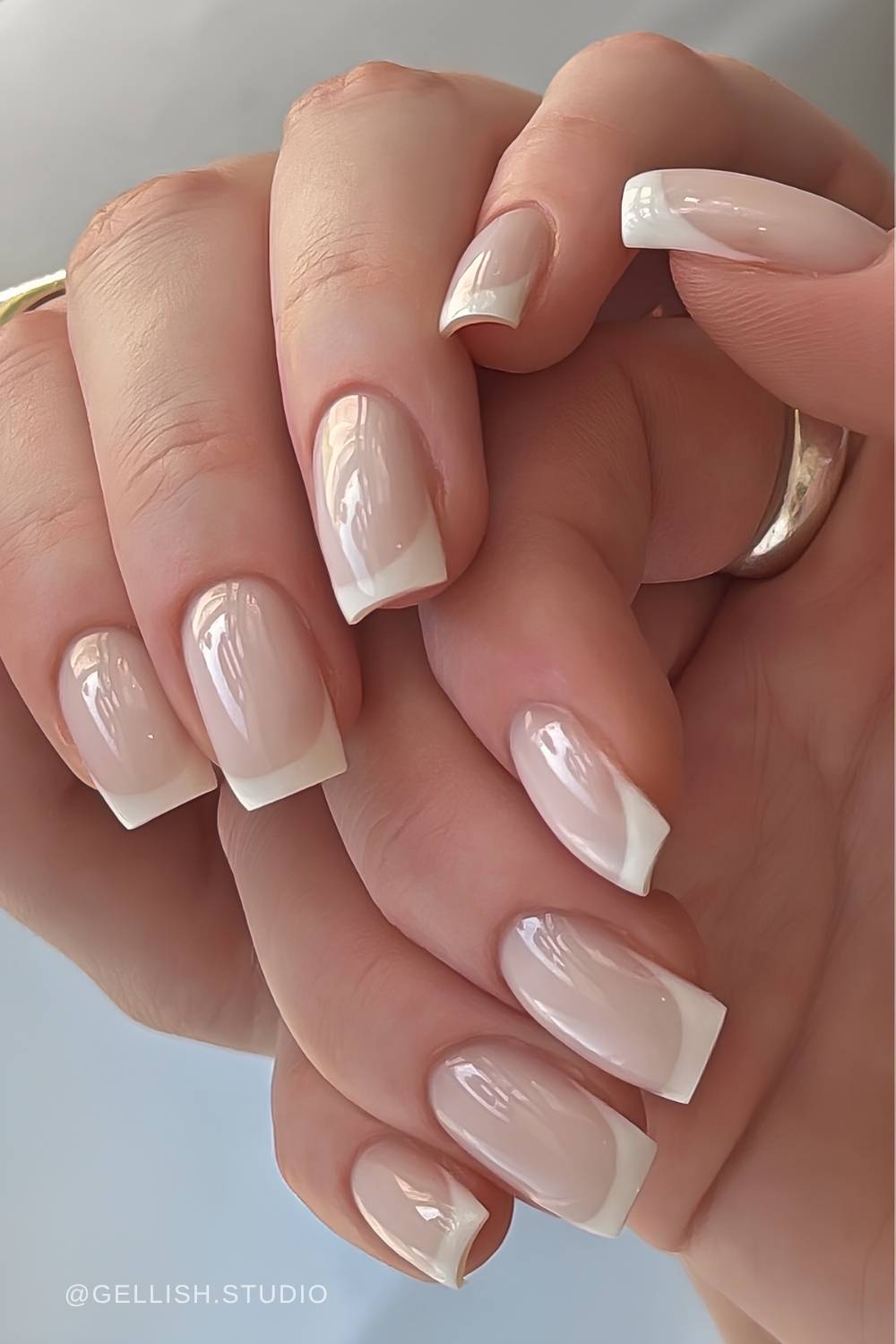 Square vanilla French tip nails