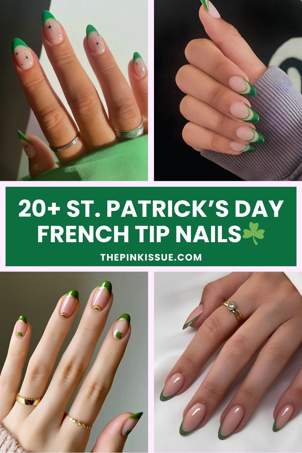 St. Patrick’s Day French tip nails Pinterest