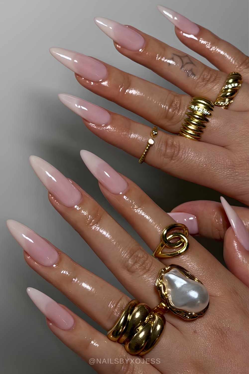Stiletto vanilla French manicure