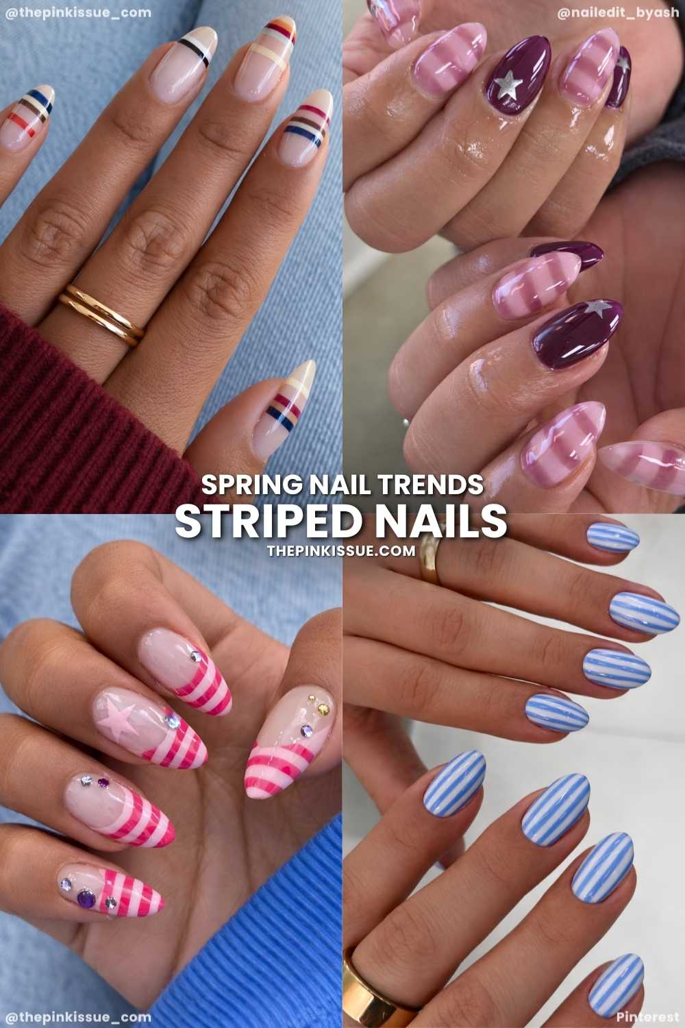 Striped spring nails