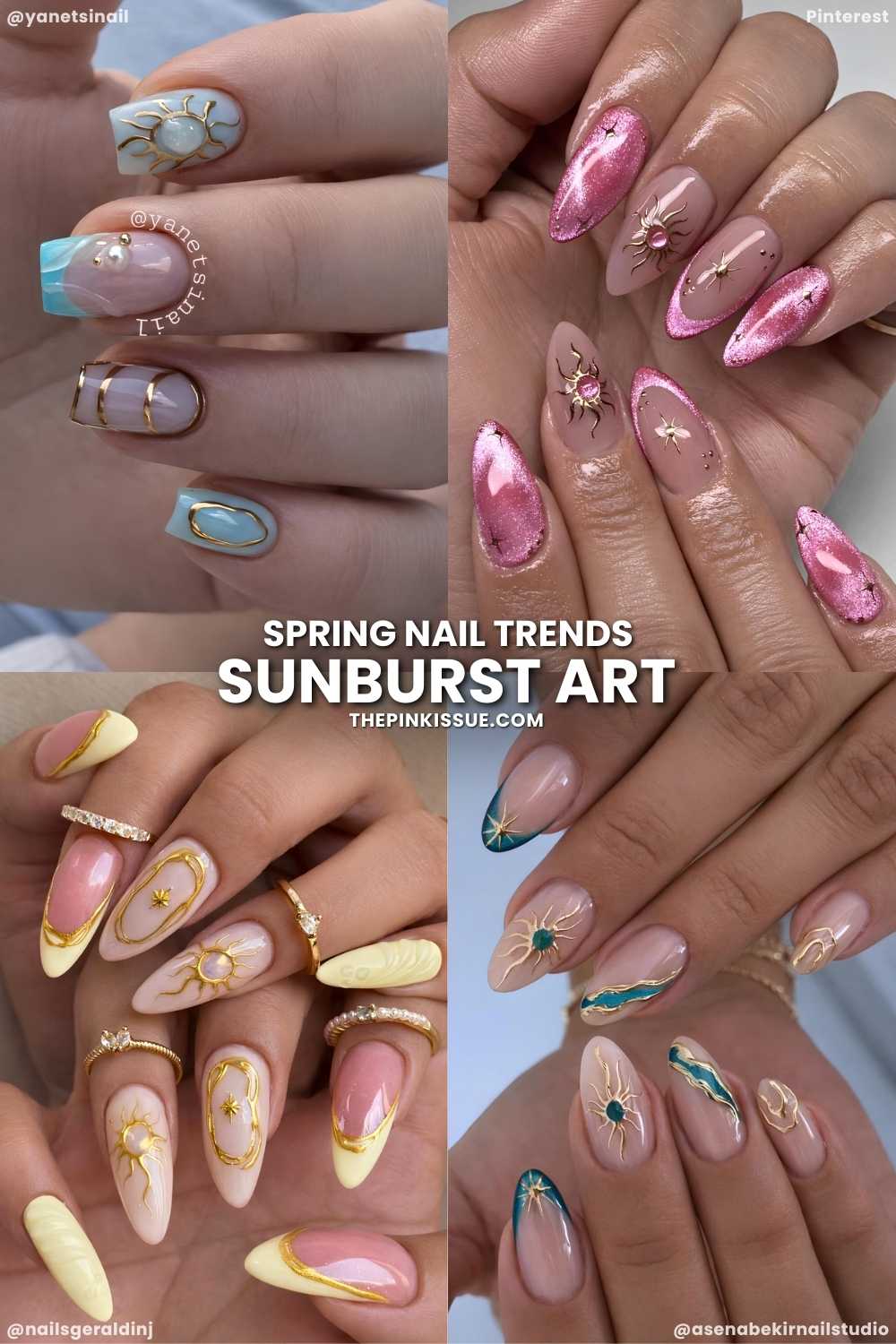Sunburst nail art for spring