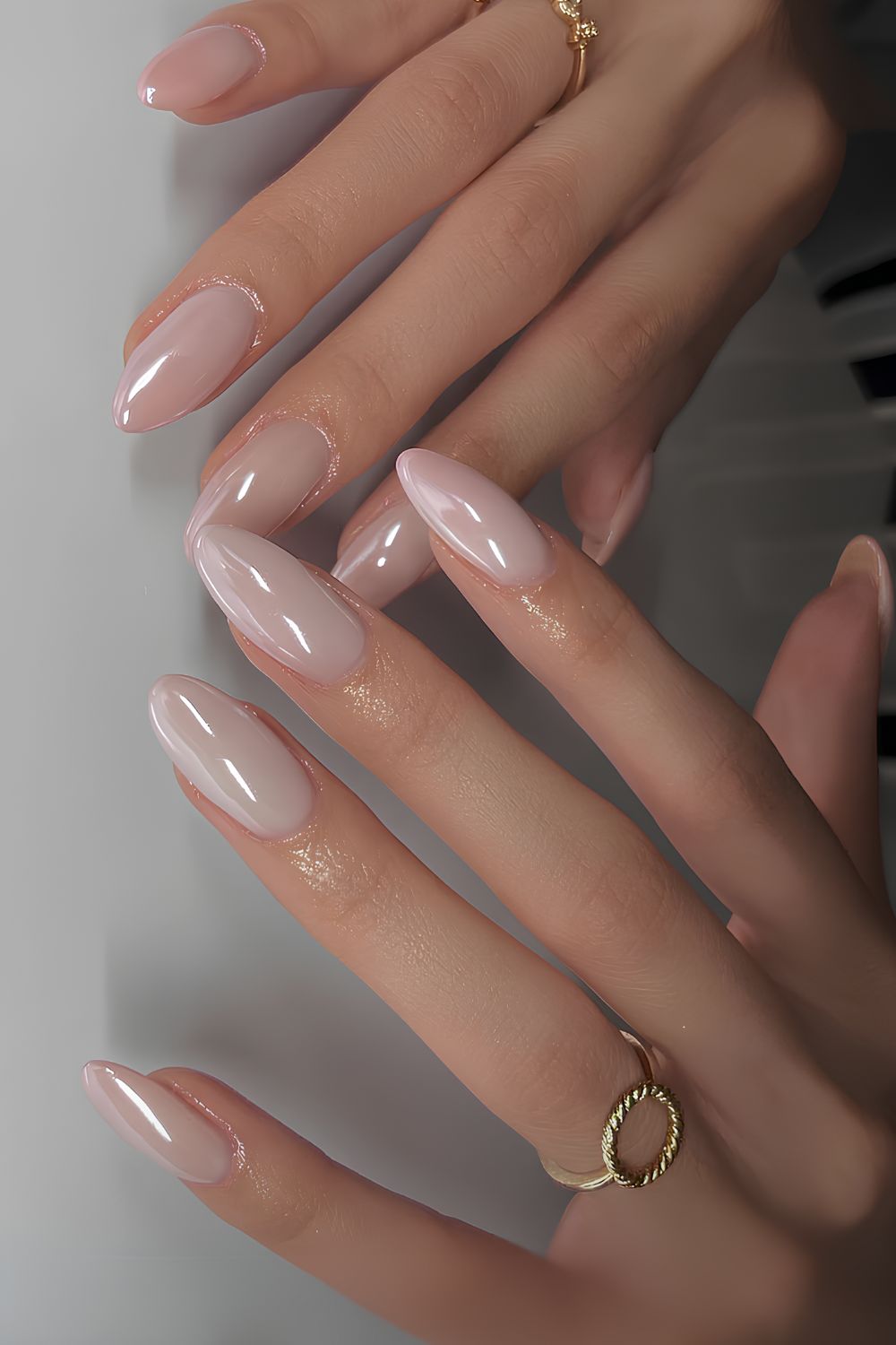 Taupe chrome manicure