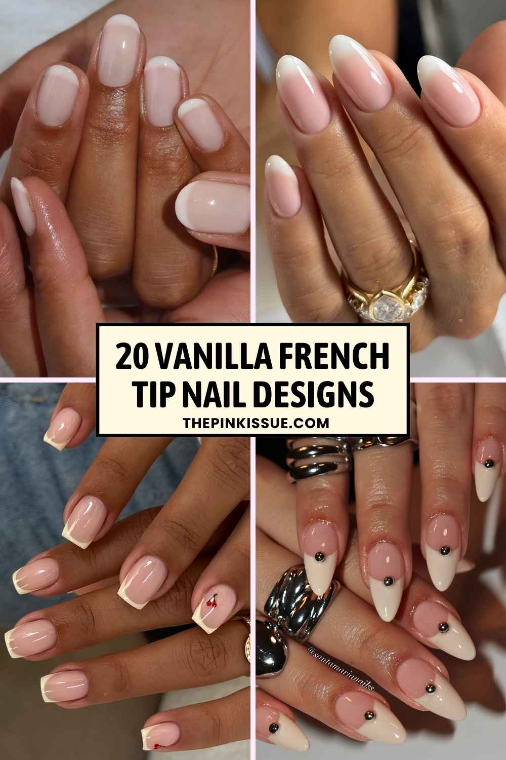 Vanilla French tip nails Pinterest
