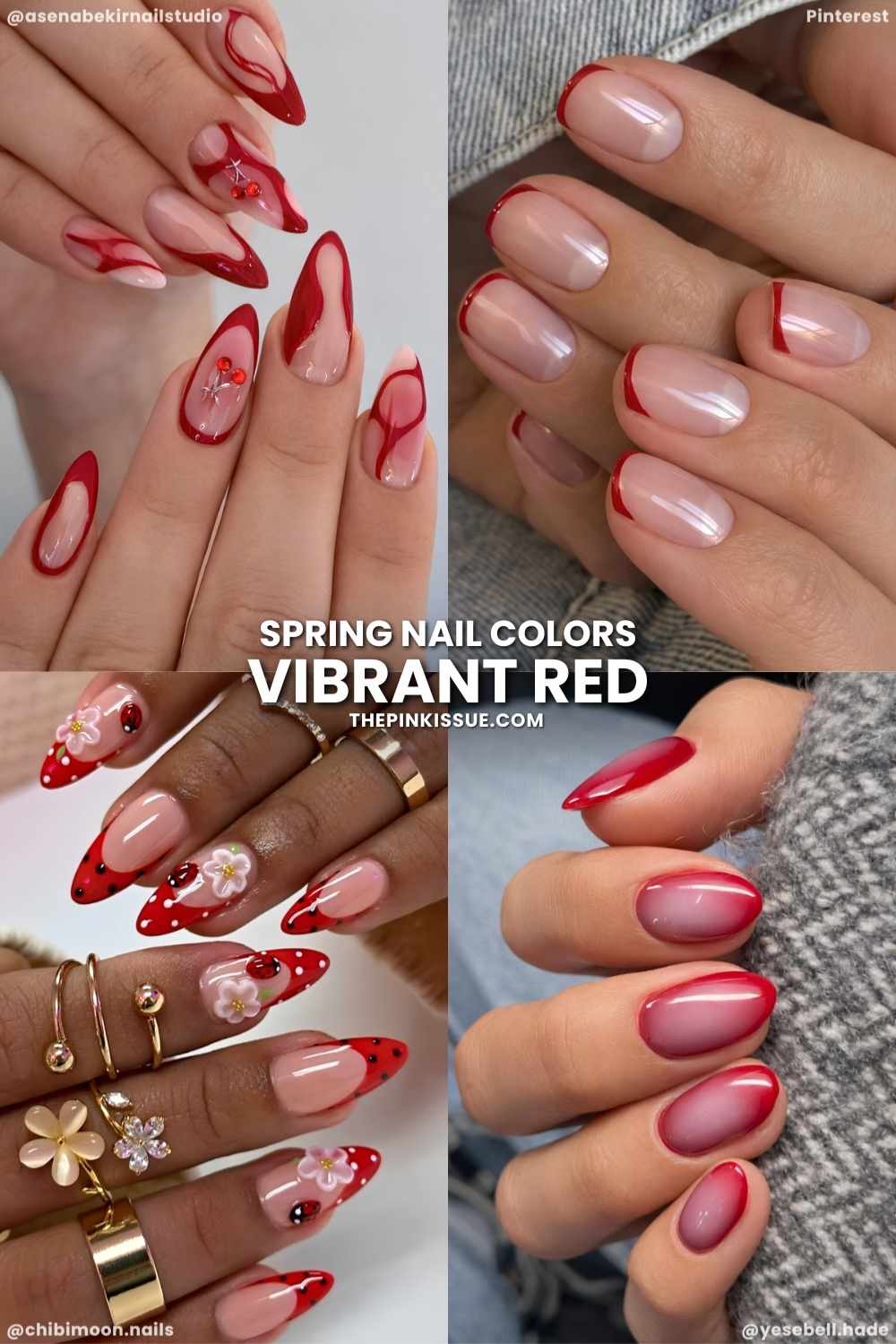 Vibrant red spring nail designs