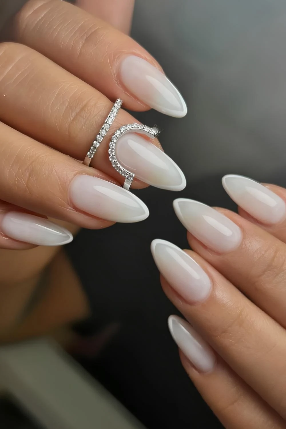 White almond micro French manicure