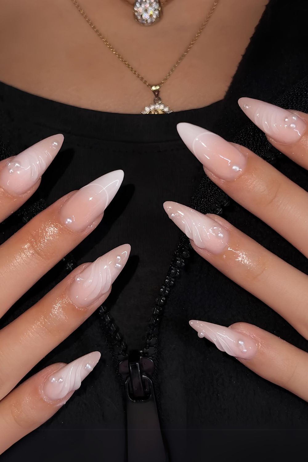 White aura effect nails