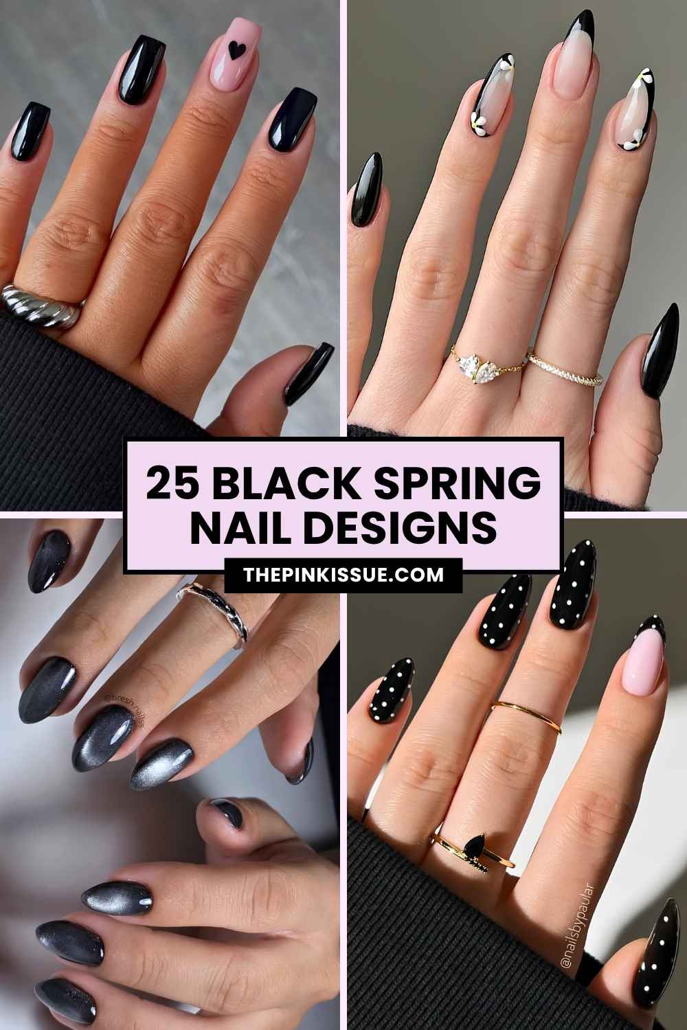 Black spring nail inspo Pinterest
