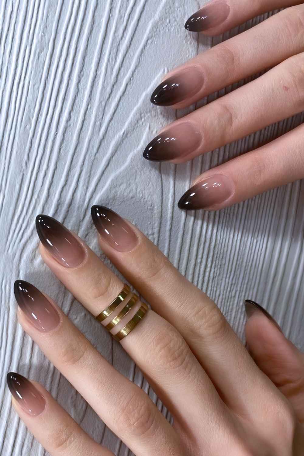 Black to clear ombre mani