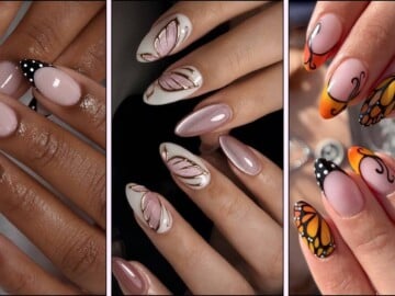 A collage of butterfly nail designs