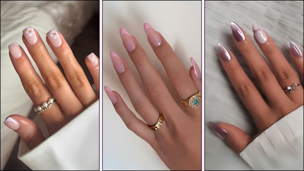 A collage of classy nail designs for spring