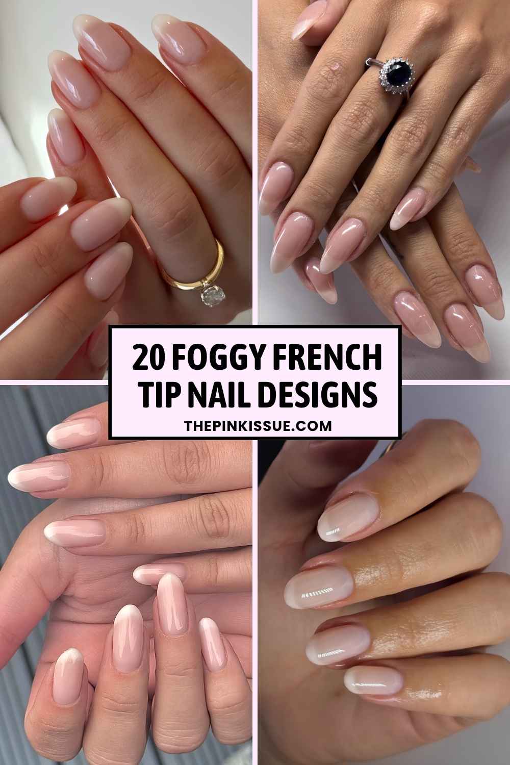 Cloudy French tip nails Pinterest