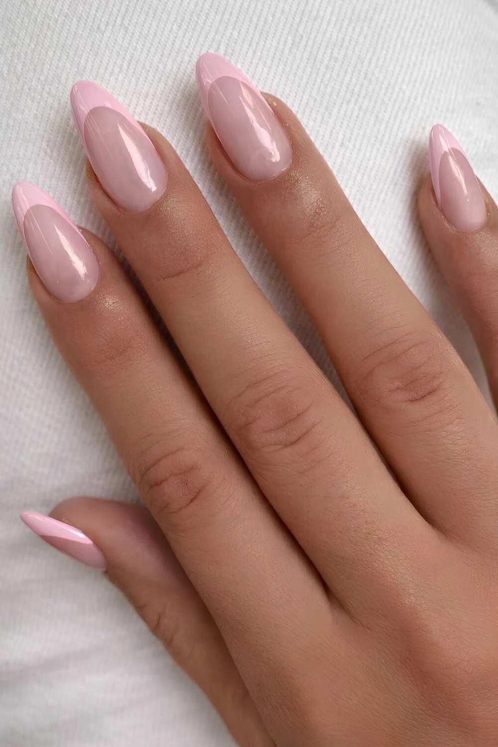 Glossy pink French manicure