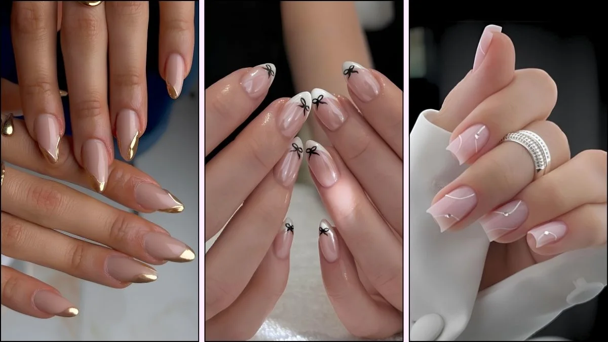 A collage of graduation nail ideas