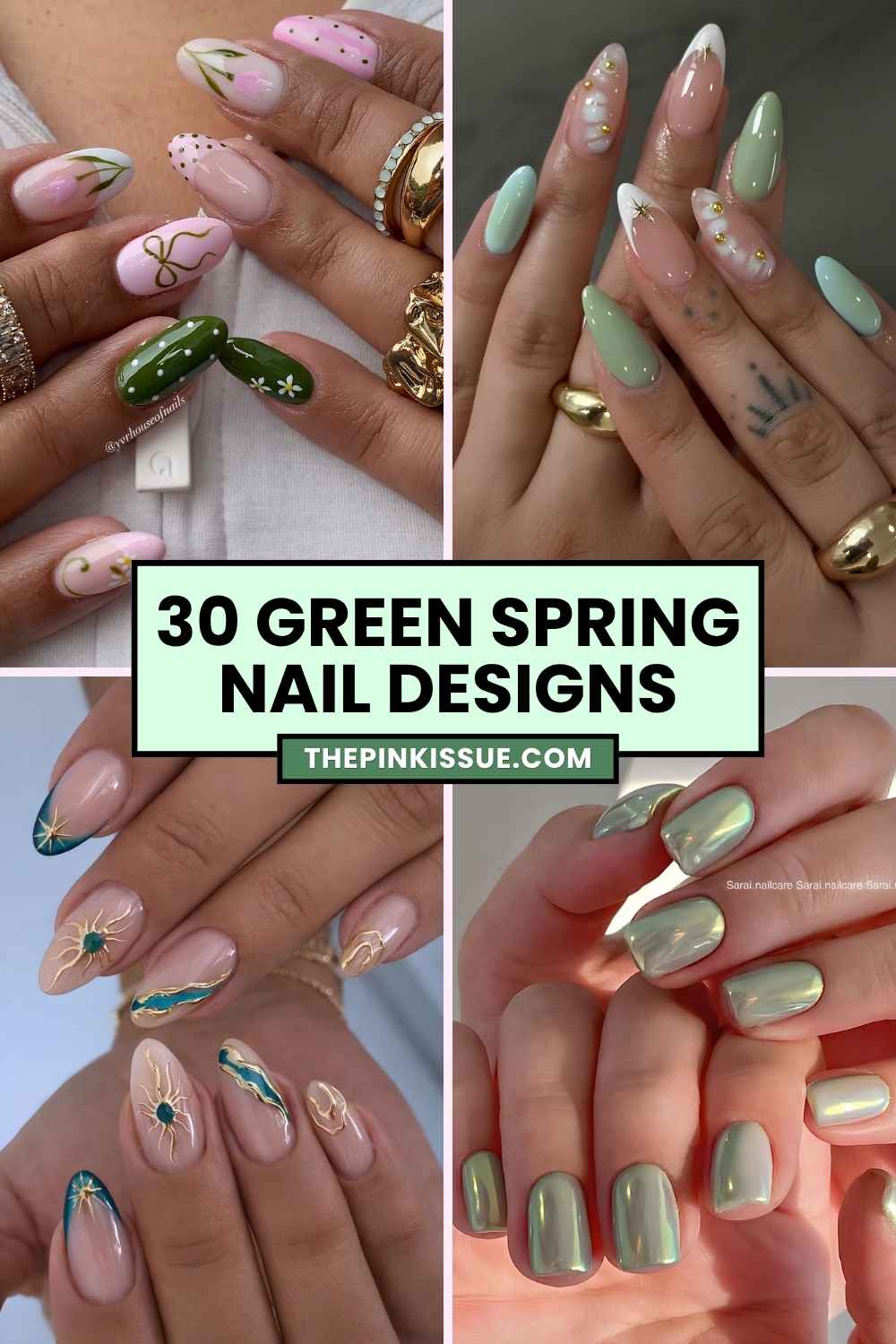 Green spring nail inspo Pinterest