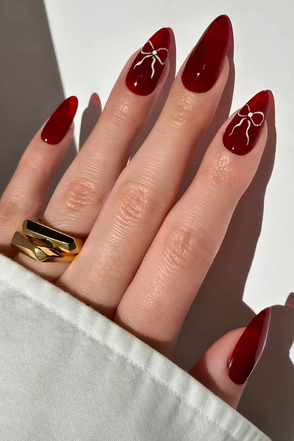 Jelly red coquette nails