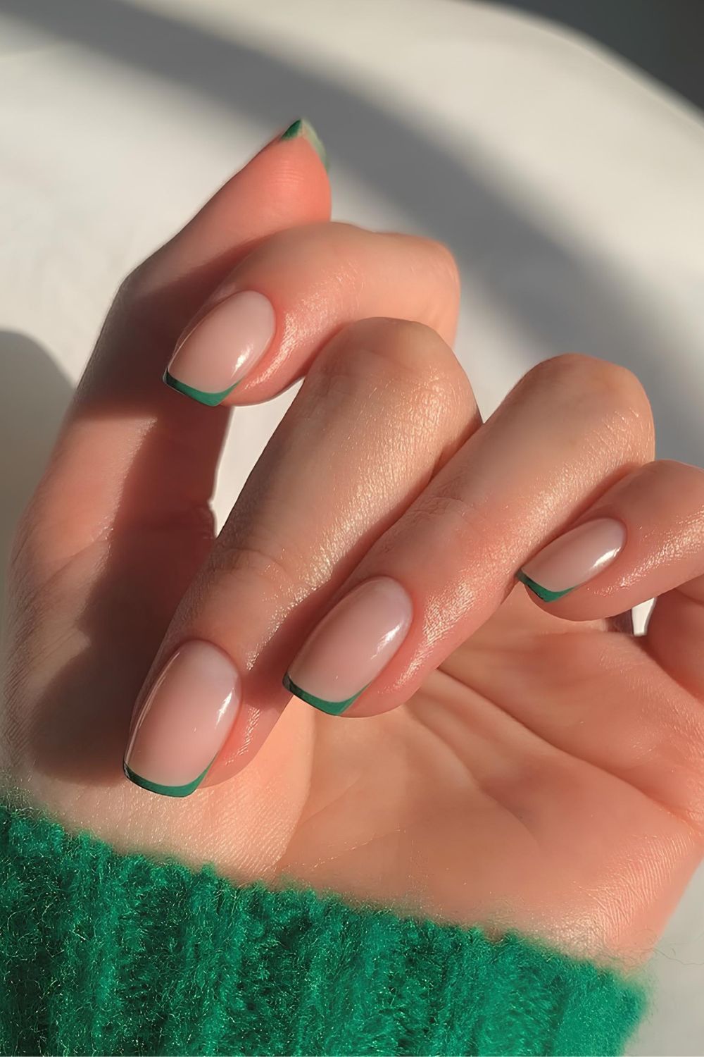 Micro green French nails