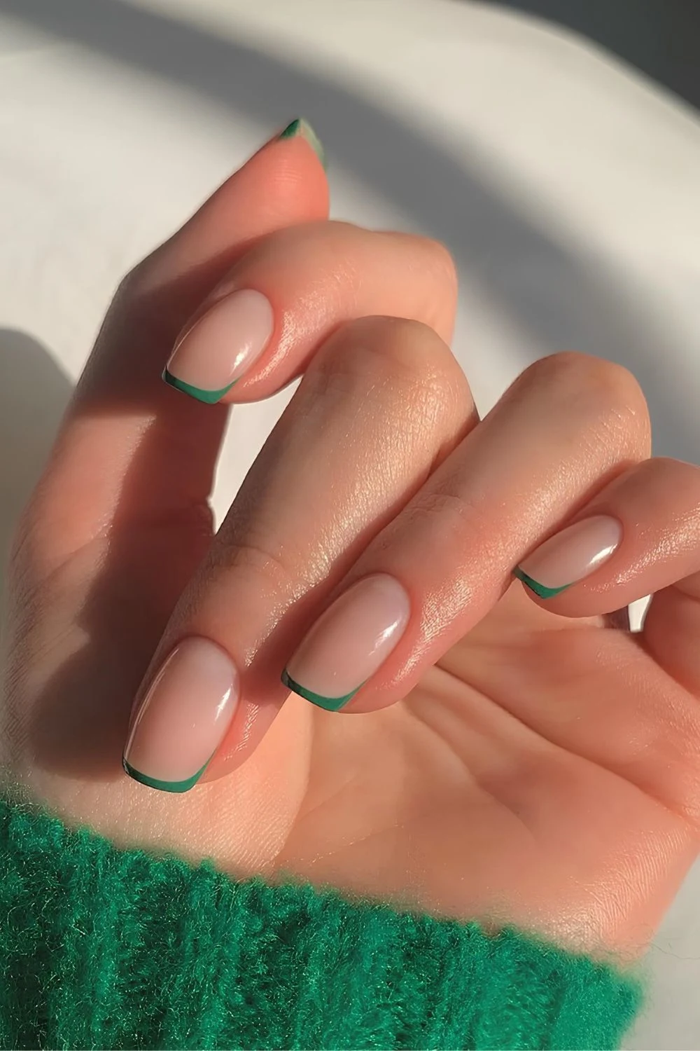 Micro green French nails