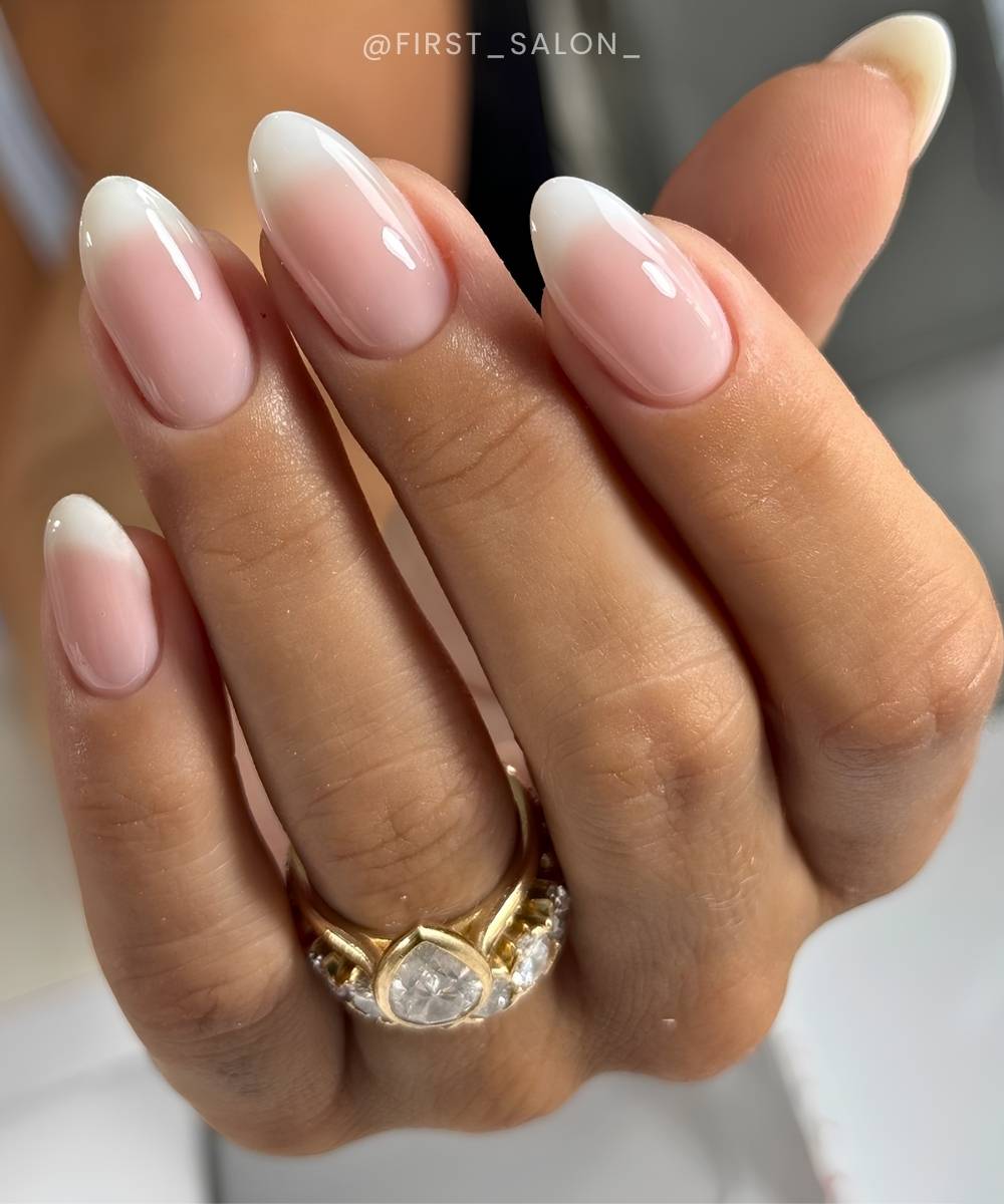 Milky blurred French manicure