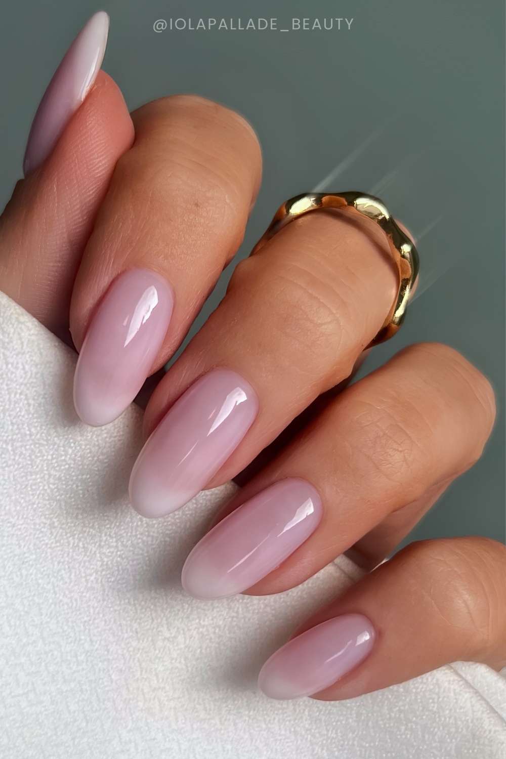 Milky white blurry French manicure