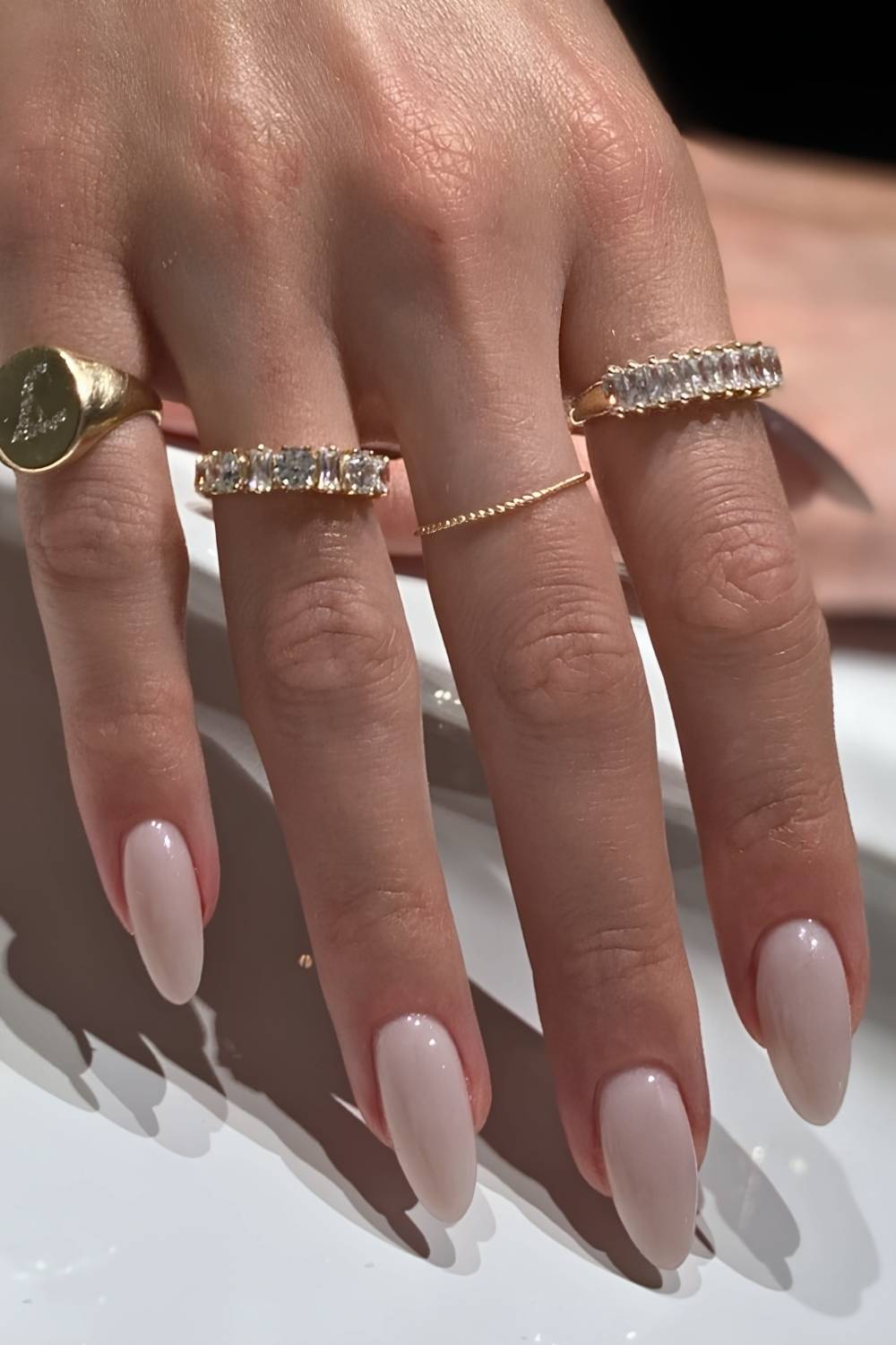 Milky white spring manicure