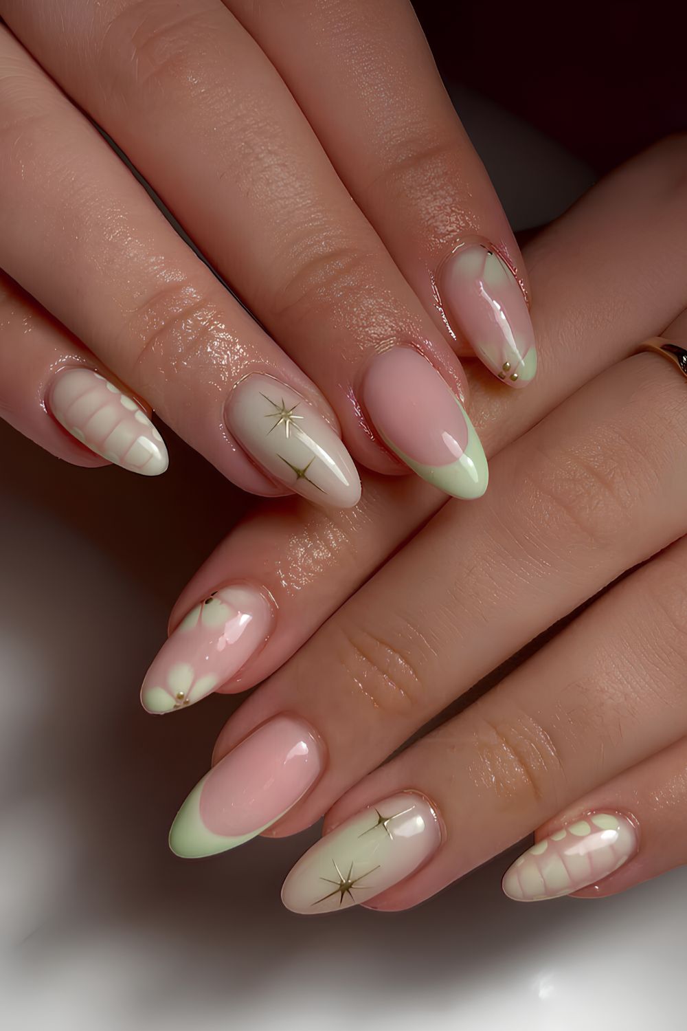 Mint green mix and match mani